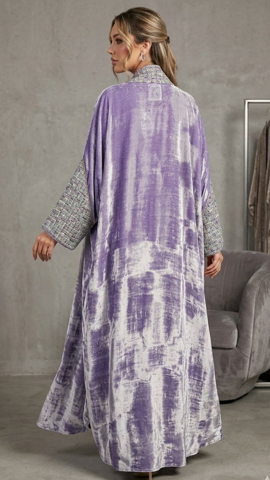 The Pastel Tweed Velvet Abaya
