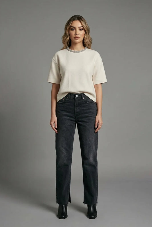 The Onyx Split-Hem Denim Pants