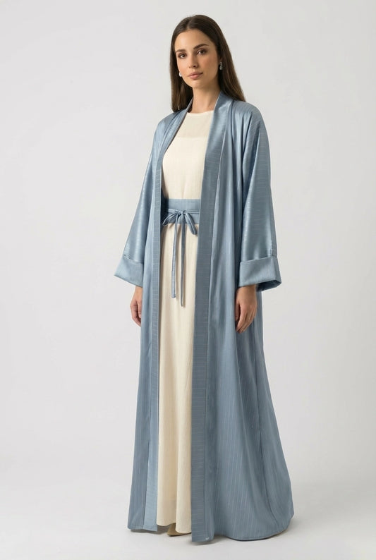 Luna Blue Silk Abaya