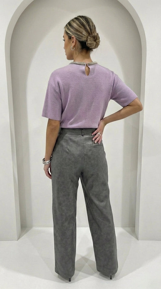 The Grey Leather Pants