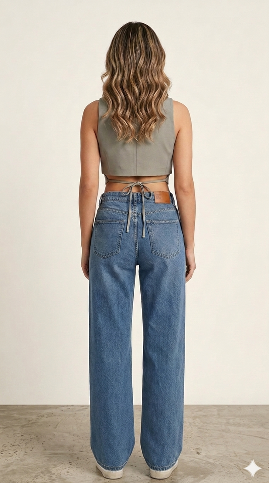 The Cropped Halter Vest (Kaki)