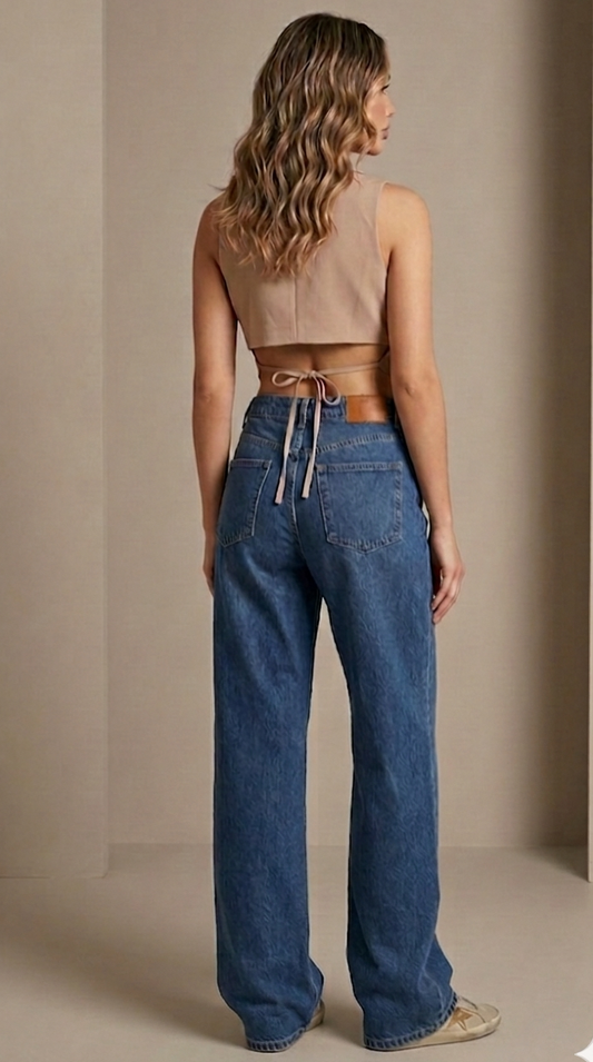 The Cropped Halter Vest (Beige)