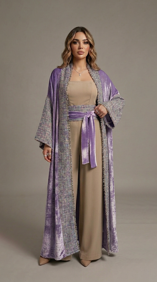 The Pastel Tweed Velvet Abaya