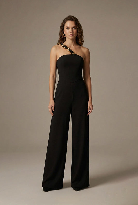 The Noir Gold-Link Jumpsuit