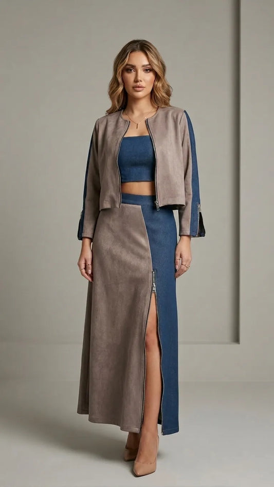 The Suede & Denim Contrast Set
