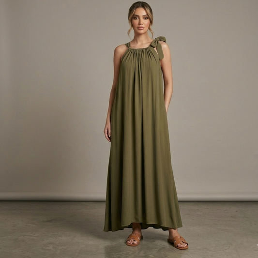 Olive Drape Dress