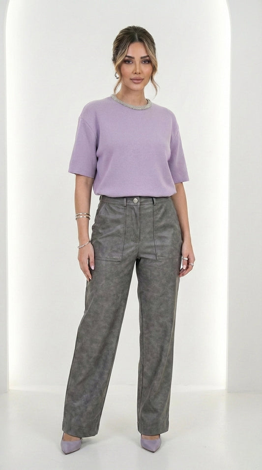 The Grey Leather Pants